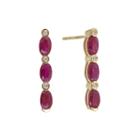 Limited Quantities Lead Glass-filled Ruby And Diamond-accent Linear Earrings