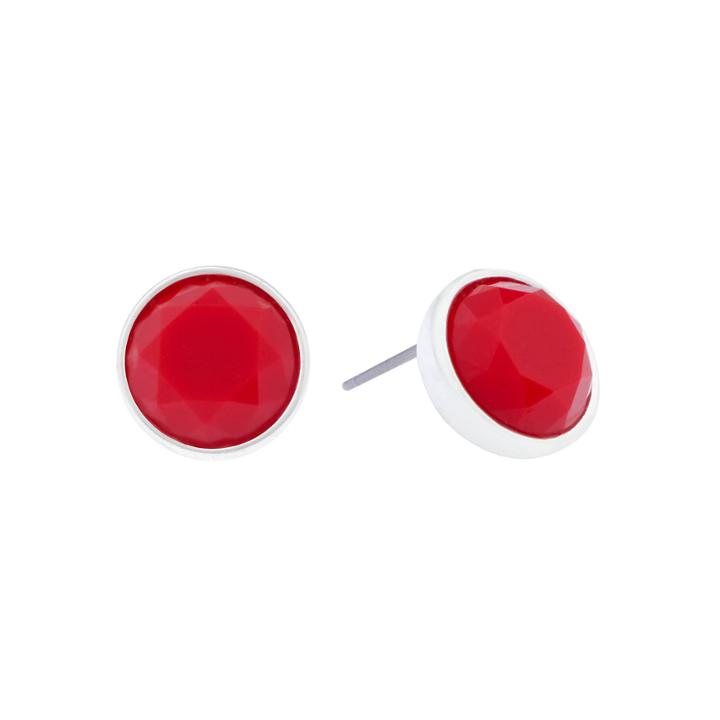 Liz Claiborne Red Stone Silver-tone Stud Earrings