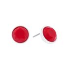 Liz Claiborne Red Stone Silver-tone Stud Earrings