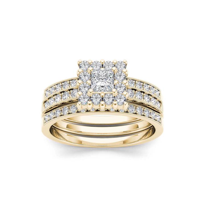 7/8 Ct. T.w. Diamond 14k Yellow Gold Bridal Ring Set
