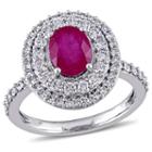 Womens Red Lab-created Ruby 14k Gold Engagement Ring
