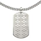 Inox Jewelry Mens Stainless Steel Basket-weave Dog Tag Pendant Necklace