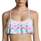 Arizona Geo Linear Flounce Swimsuit Top-juniors