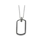 Mens Stainless Steel Twisted Rope Edge Dog Tag Pendant