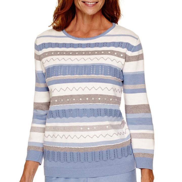Alfred Dunner Vienna 3/4-sleeve Pointelle Sweater