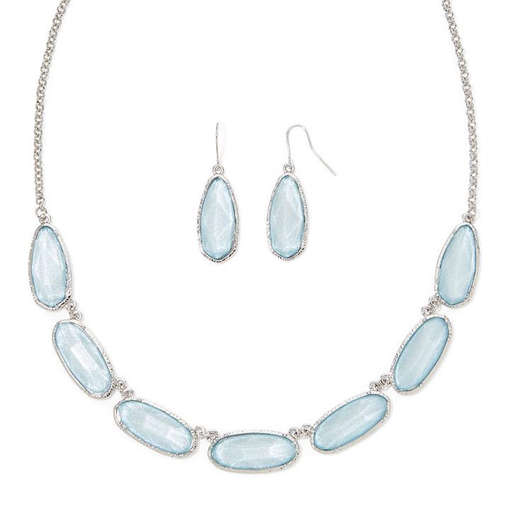 Mixit™ Blue Silver-tone Collar Necklace And Earring Set