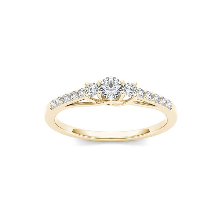 1/3 Ct. T.w. Diamond 10k Yellow Gold 3-stone Engagement Ring