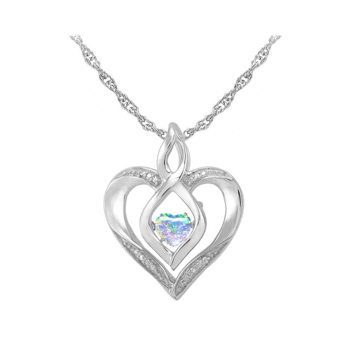 Love In Motion&trade; Lab-created Opal And Diamond-accent Heart Pendant Necklace
