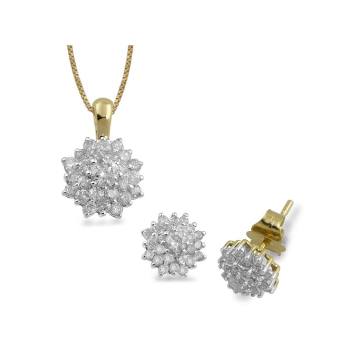 Diamond Blossom Womens 2-pc. 1 Ct. T.w. White Diamond 10k Gold Jewelry Set