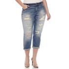 Arizona Destructed Boyfriend Jeans - Juniors Plus