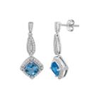 Genuine Blue Topaz & Lab-created White Sapphire Sterling Silver Drop Earrings