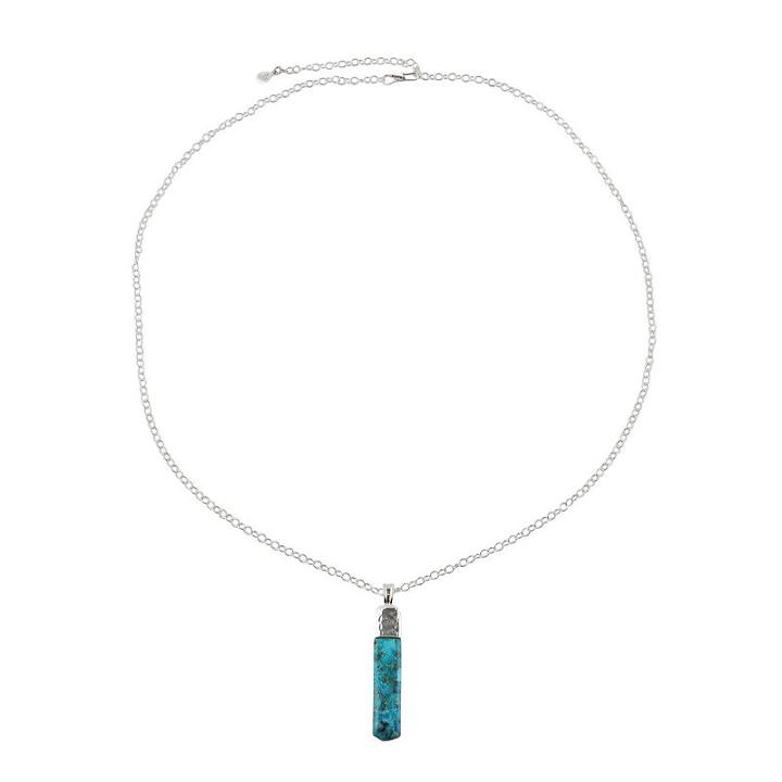 Silver Elements By Barse Womens Lab Created Blue Turquoise Pendant Necklace