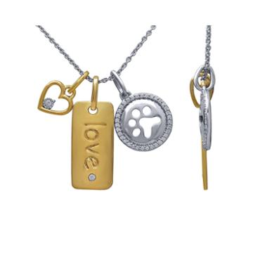 Aspca Tender Voices 1/6 Ct. T.w. Diamond Two-tone Charm Pendant Necklace