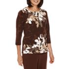 Alfred Dunner Santa Fe 3/4-sleeve Floral-print Top