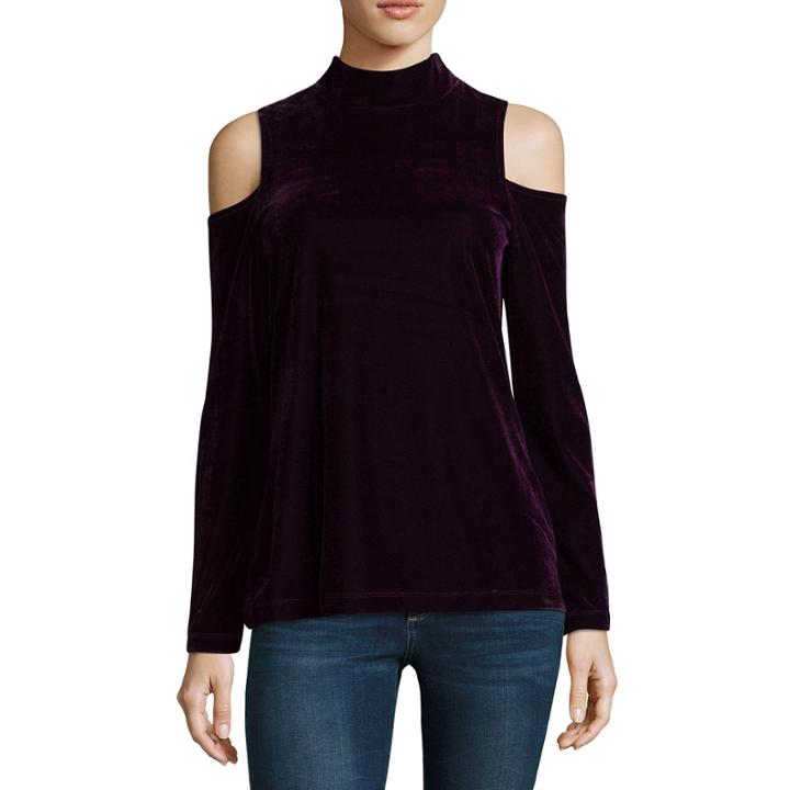 A.n.a Cold Shoulder Velvet Blouse