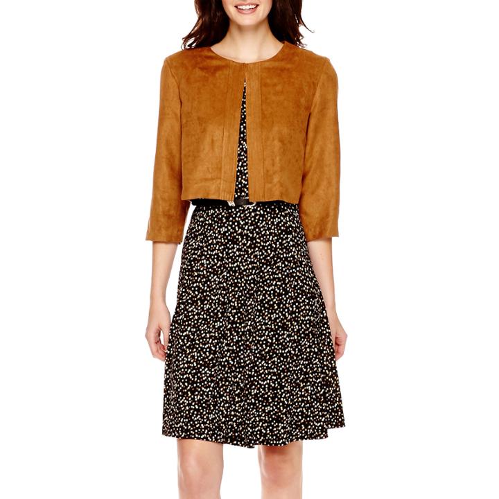 R & K Originals 3/4-sleeve Faux-suede Jacket Dress