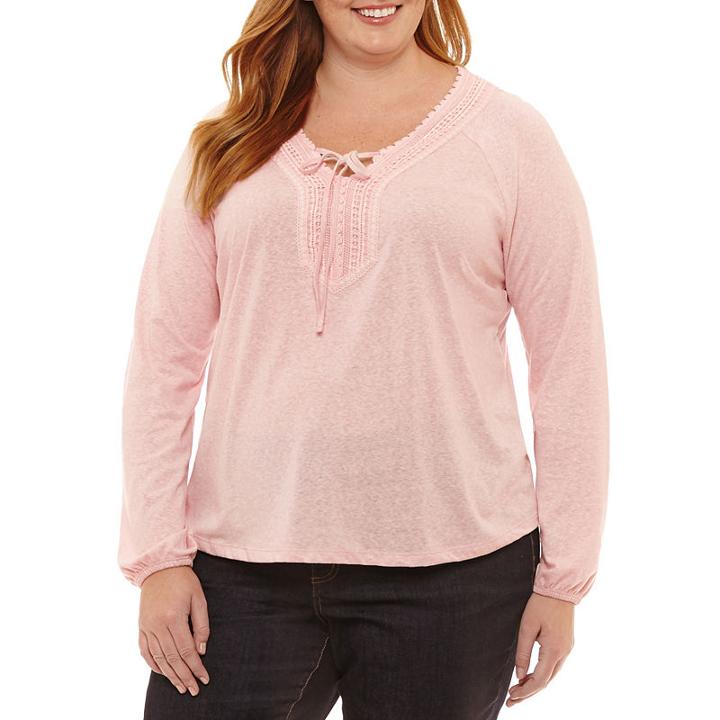 St. John's Bay Long Sleeve Snow Nep Tee - Plus