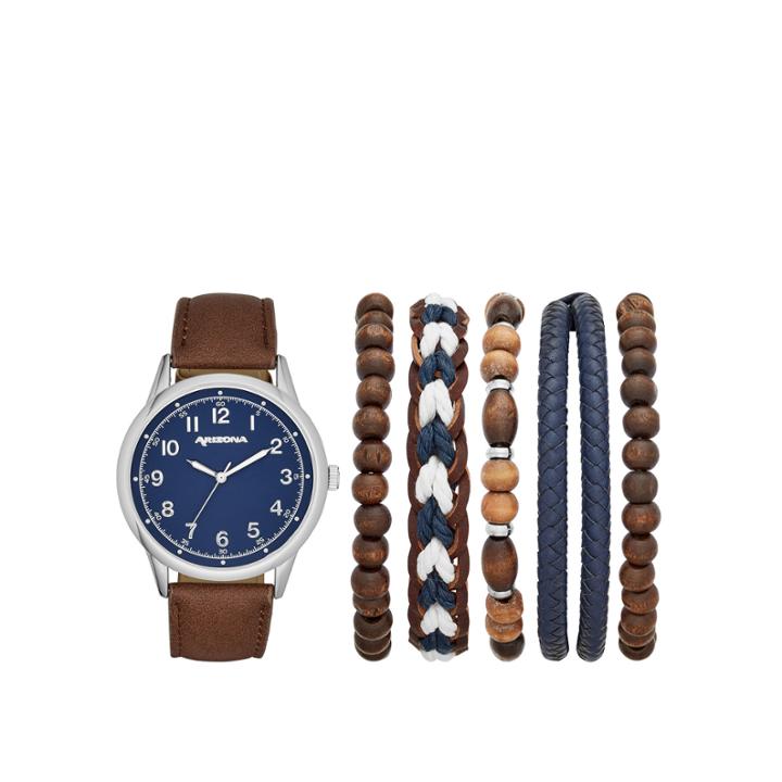 Arizona Mens Brown 6-pc. Watch Boxed Set-fmdarz541