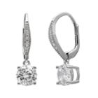 Round Cubic Zirconia Silver-plated Drop Earrings