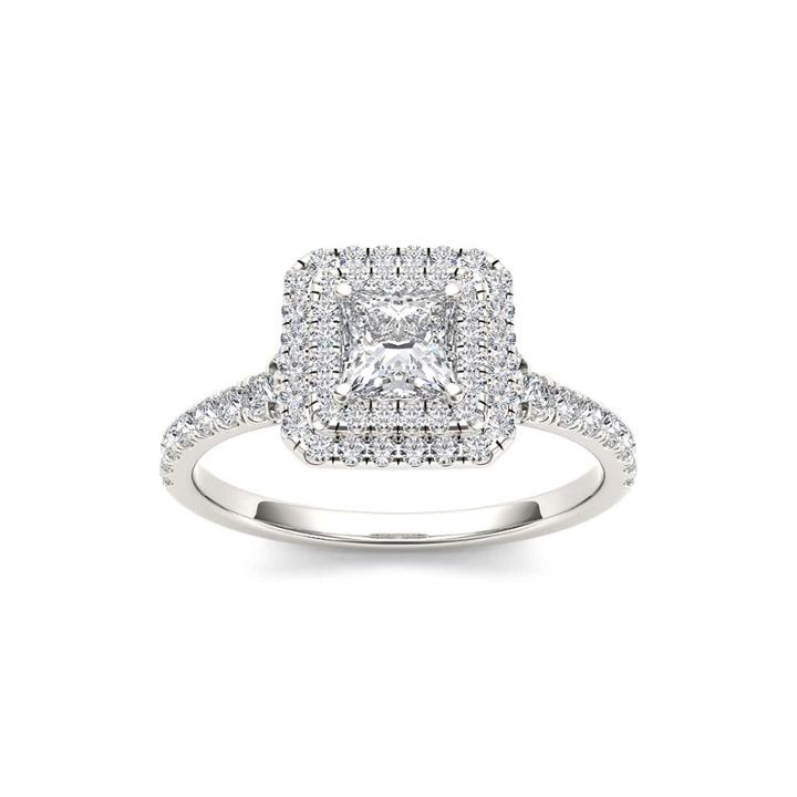 1 Ct. T.w. Diamond 14k White Gold Framed Engagement Ring