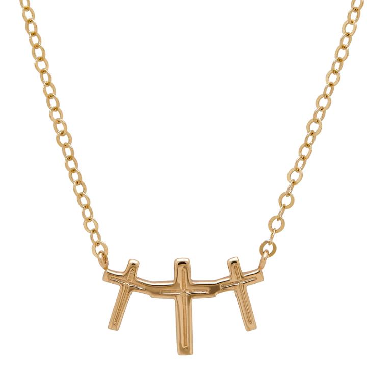Infinite Gold&trade; 14k Yellow Gold Triple Cross Necklace