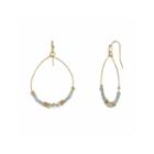 Natasha Blue Gold-tone Oval Hoop Drop Earrings