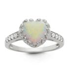 Womens Lab Created Opal White Sterling Silver Heart Cocktail Ring