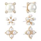 Monet Jewelry 3 Pair White Simulated Pearls Earring Sets