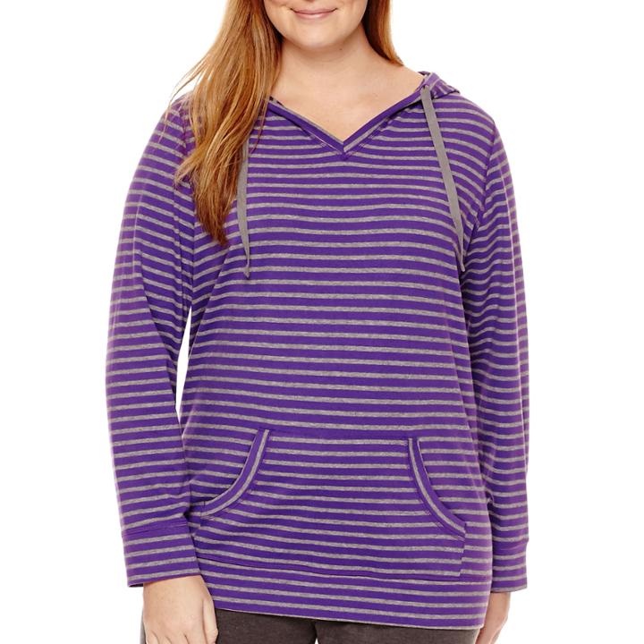 Made For Life Long-sleeve Striped Hooded Tunic - Plus