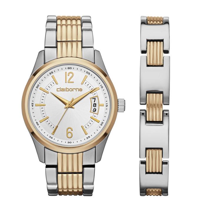 Liz Claiborne Mens Two Tone 2-pc. Watch Boxed Set-clm9009