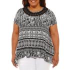 Lark Lane Modern Knits Short Sleeve Scoop Neck T-shirt-womens Plus