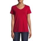 St. John's Bay Short Sleeve V Neck T-shirt-womens Petite