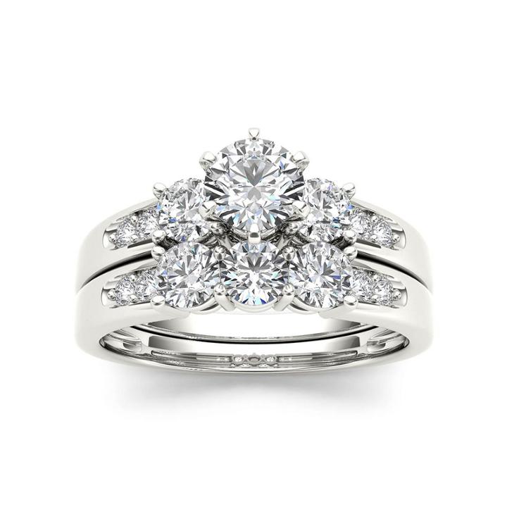 1 1/2 Ct. T.w. Diamond 14k White Gold Bridal Ring Set