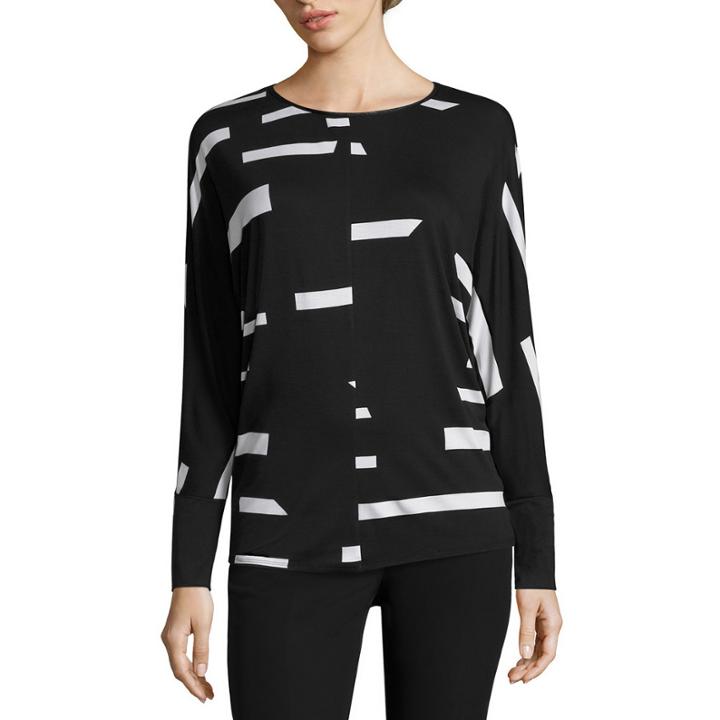 Worthington Long-sleeve Dolman Top With Pleather Trim