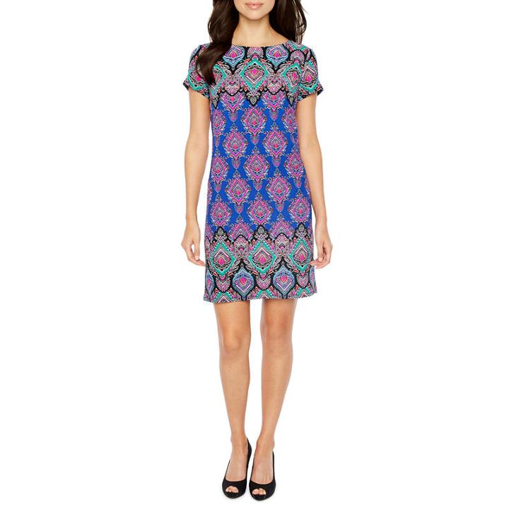 London Style Cap Sleeve Shift Dress