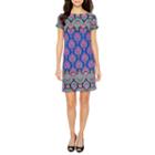 London Style Cap Sleeve Shift Dress