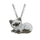 Animal Planet&trade; Crystal Sterling Silver Siamese Cat Pendant Necklace
