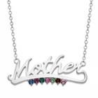 Personalized Womens Multi Color Crystal Sterling Silver Pendant Necklace