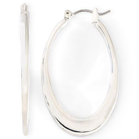 Liz Claiborne Silver-tone Oval Hoop Earrings