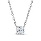 Sterling Silver & 18k Rose Gold Over Silver Cushion Cut 1 1/7 Ct. T.w. Solitaire Necklace Featuring Swarovski Zirconia