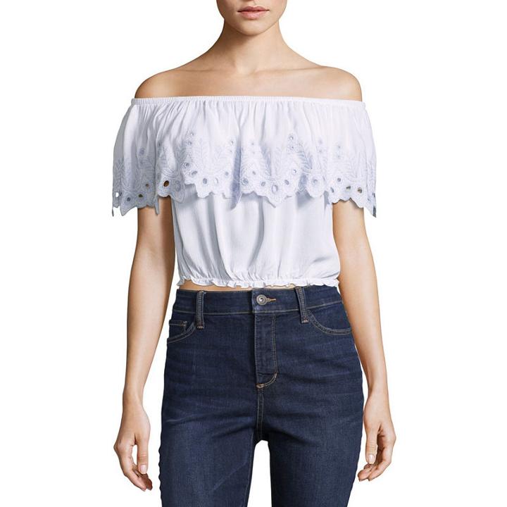 Self Esteem Short Sleeve Gauze Dress Shirt Juniors