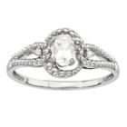 Womens Diamond Accent Genuine Topaz White Sterling Silver Halo Ring
