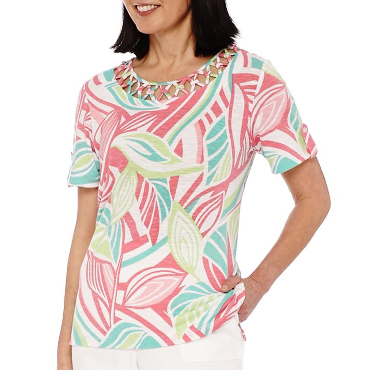 Alfred Dunner Acapulco Short-sleeve Burnout Top