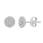 Round White Sapphire Sterling Silver Stud Earrings