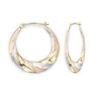14k Gold Tri-color Hoop Earrings