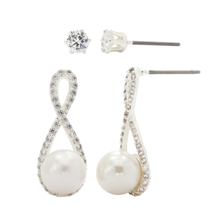 Sparkle Allure Womens 2-pc. Clear Silver Over Brass Jewelry Set