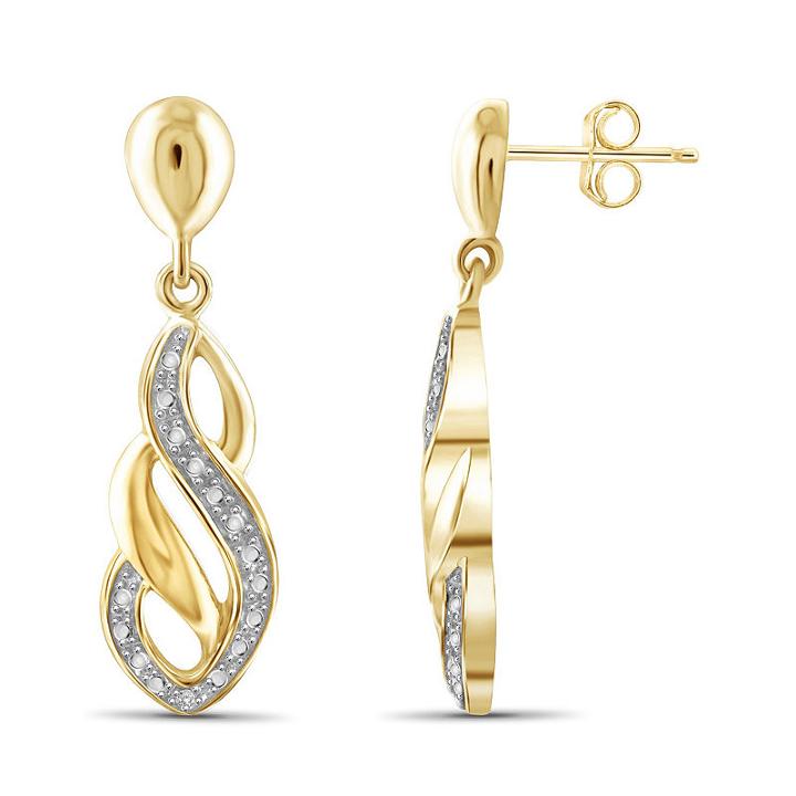 Diamond Accent White Diamond 14k Gold Over Brass Round Earring Jackets