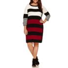 Studio 1 3/4 Sleeve Stripe Sweater Dress-plus