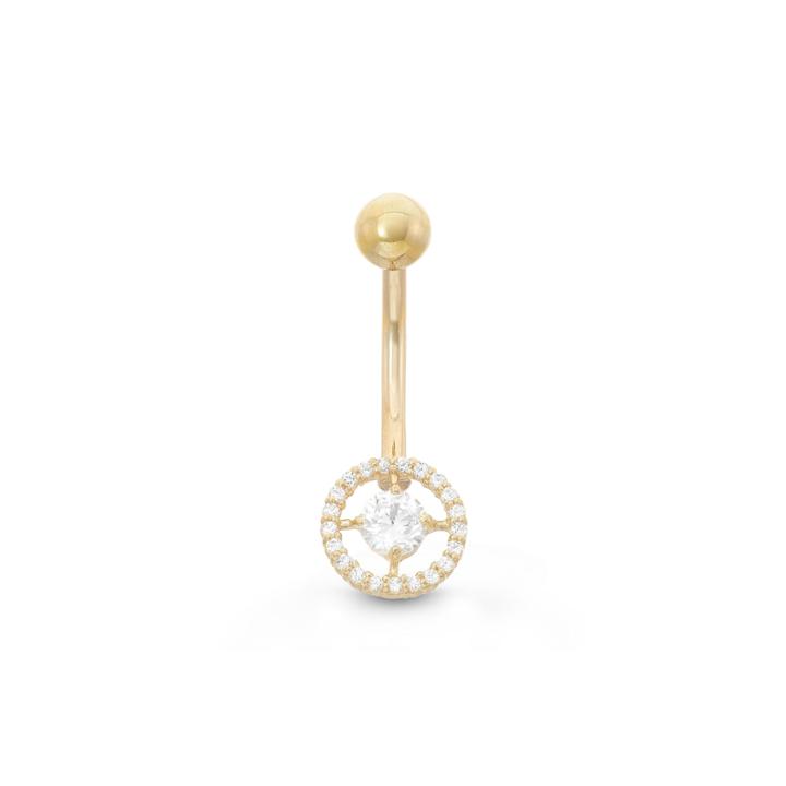 10k Yellow Gold Cubic Zirconia 8.7mm Round Belly Ring