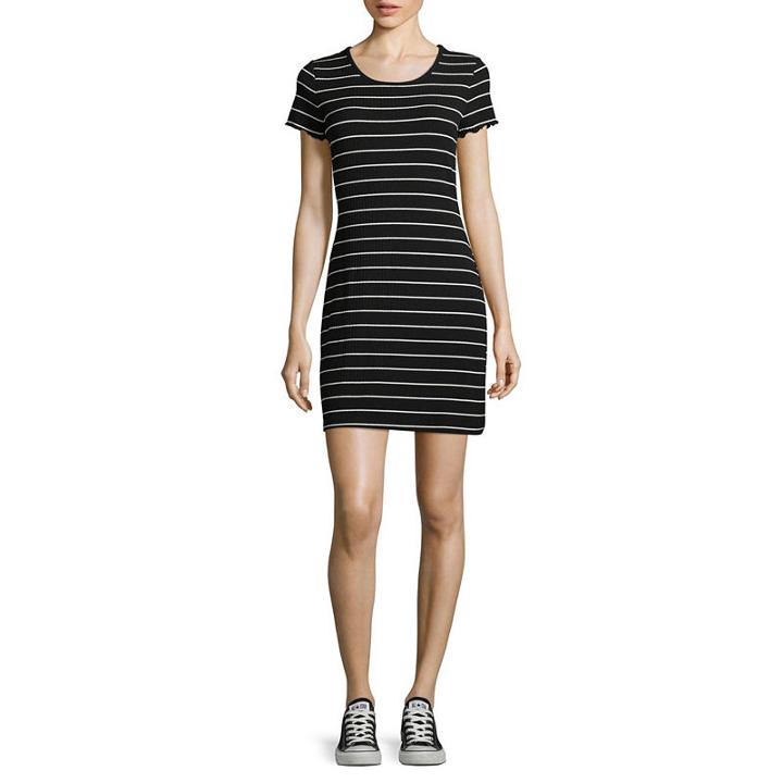 Arizona Short Sleeve Stripe Bodycon Dress-juniors